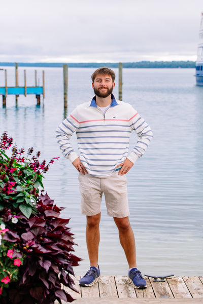 Breton Stripe Saltwater Qtr Zip RWB