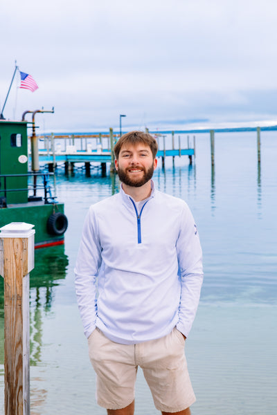 Sankaty Qtr Zip-White Cap