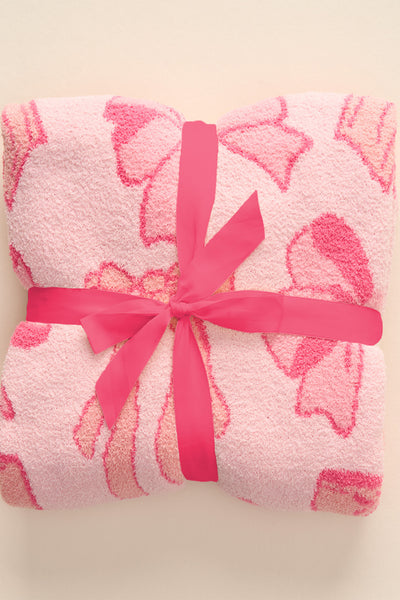 Cozy Dreams Luxe Blanket-Blushing Bows Pink