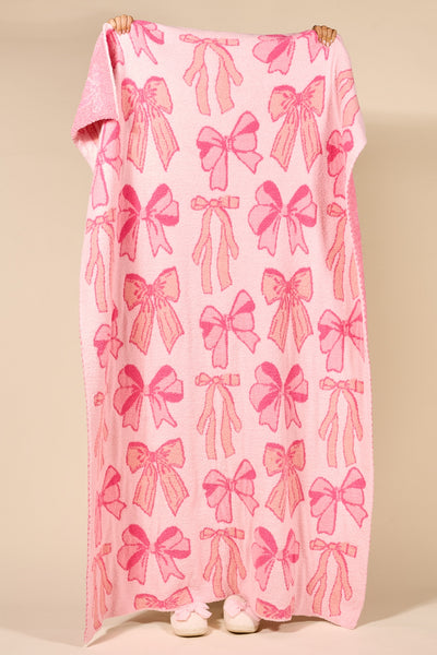 Cozy Dreams Luxe Blanket-Blushing Bows Pink