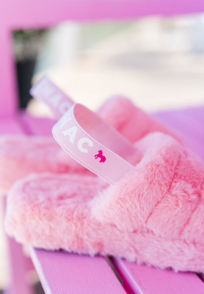 Pink Fur Slipper with Strap