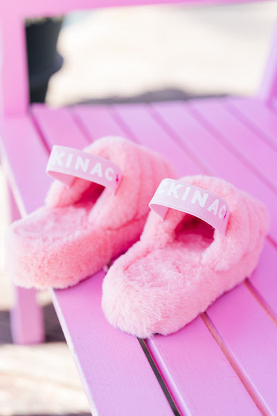 Pink Fur Slipper with Strap